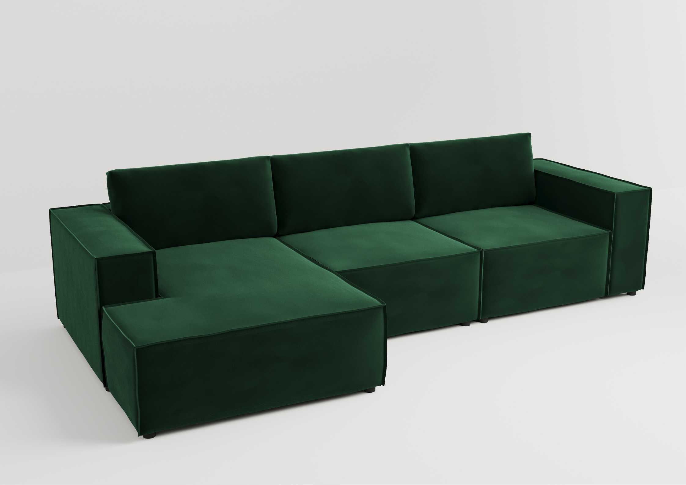 Modułowy narożnik z przeszyciami w kolorze zielonym